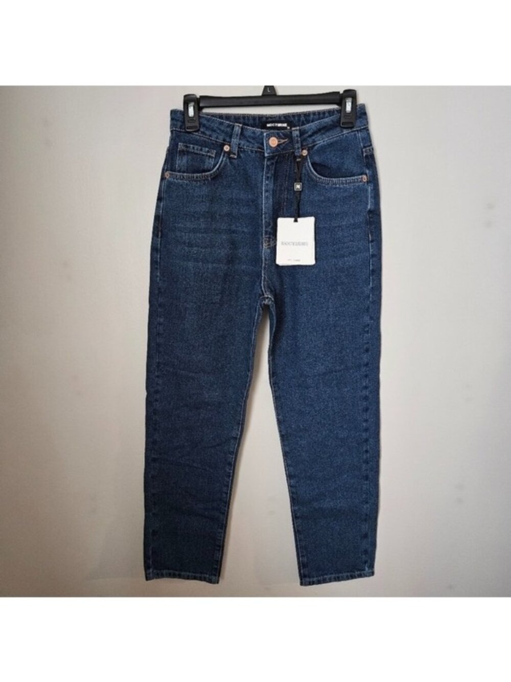Nocturne Jeans Dark Blue High-Waisted Neutral Solid Classic Casual